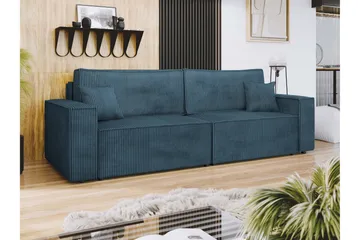 Hobson 3-seter Sovesofa 245 cm med Oppbevaring i Manchesterstoff - Blå - Møbler - Sofaer - 3 seter sofa