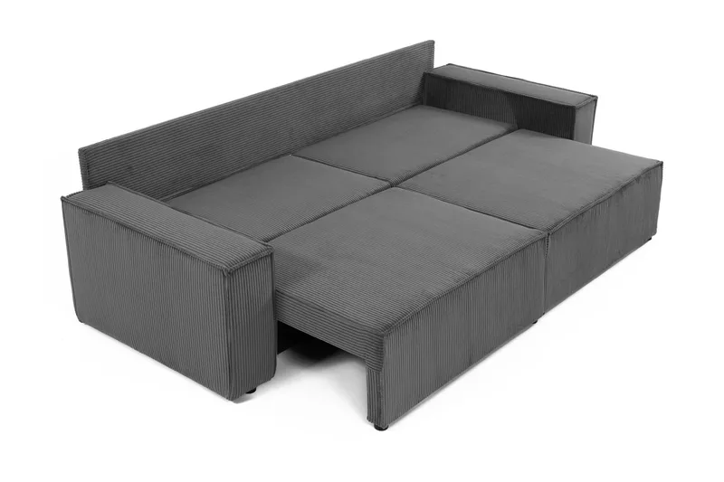 Hobson 3-seter Sovesofa 245 cm med Oppbevaring i Manchesterstoff - Grå - Møbler - Sofaer - 3 seter sofa