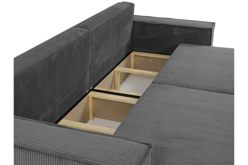 Hobson 3-seter Sovesofa 245 cm med Oppbevaring i Manchesterstoff - Grå - Møbler - Sofaer - 3 seter sofa