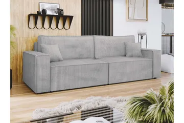 Hobson 3-seter Sovesofa 245 cm med Oppbevaring i Manchesterstoff - Grå - Møbler - Sofaer - 3 seter sofa