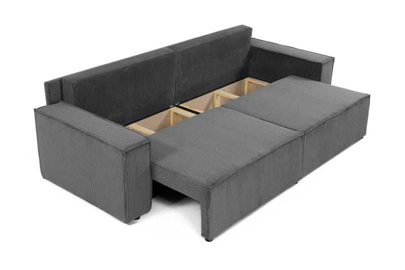 Hobson 3-seter Sovesofa 245 cm med Oppbevaring i Manchesterstoff - Grønn - Møbler - Sofaer - 3 seter sofa