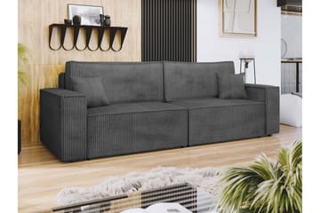 Hobson 3-seter Sovesofa 245 cm med Oppbevaring i Manchesterstoff - Mørkegrå - Møbler - Sofaer - 3 seter sofa