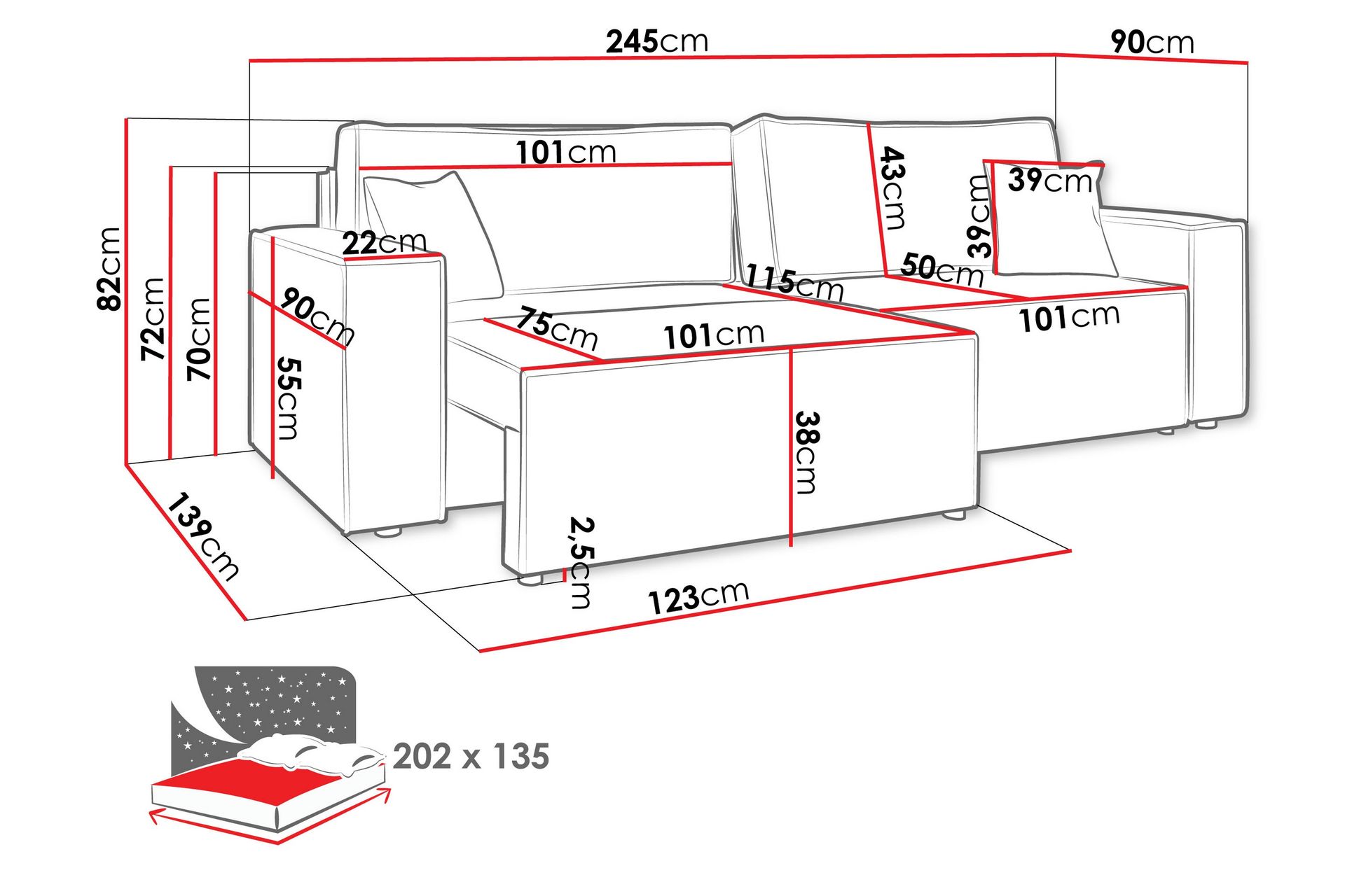 Hobson Sofa 3-seter - Grå - Møbler - Sofaer - 3 seter sofa