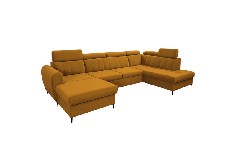 Hoffman Sofa med Divan og Sjeselong 4-seter, Gul