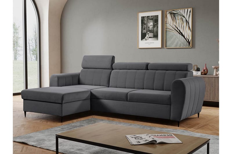 Hoffman Sofa med Sjeselong 3-seter - Grå - Møbler - Sofaer - Sofaer med sjeselong - 3 seters sofa med divan