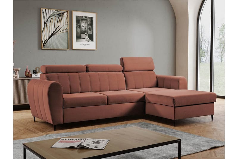 Hoffman Sofa med Sjeselong 3-seter - Kobber - Møbler - Sofaer - Sofaer med sjeselong - 3 seters sofa med divan
