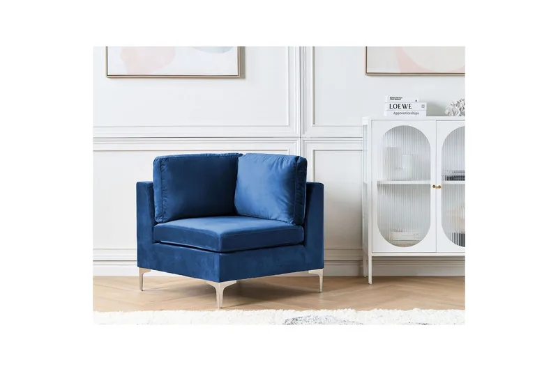 Hörnsektion Beliani Evja Blå blue - Møbler - Sofaer - Modulsofaer - Hjørnemodul