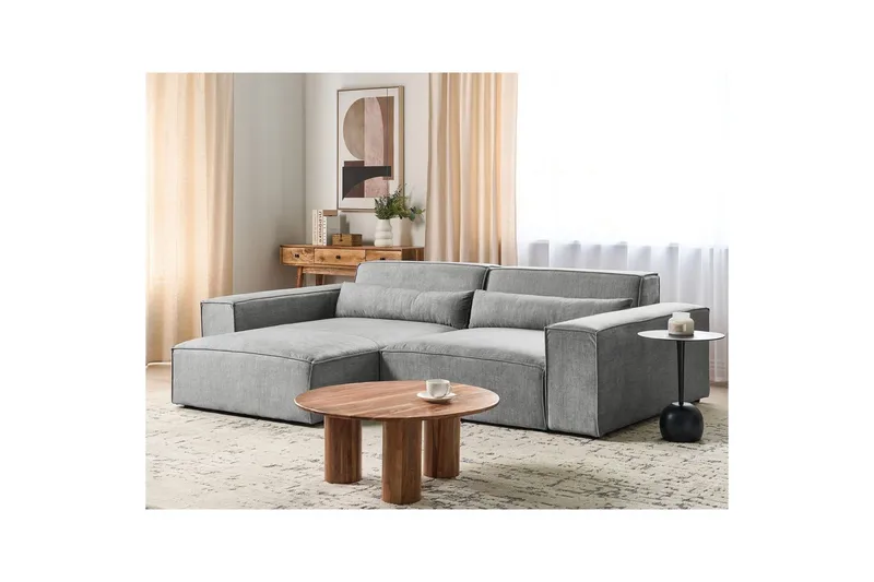 Hörnsoffa Beliani Hellnar Beige, Högervänd Grey Left-faced - Møbler - Sofaer - Sofagrupper