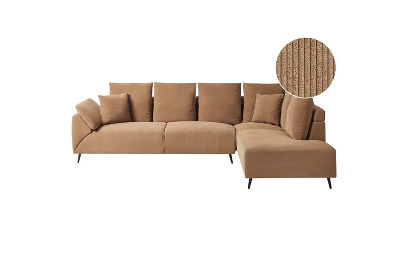Hörnsoffa Beliani Lunner Beige, svart Brown||Black