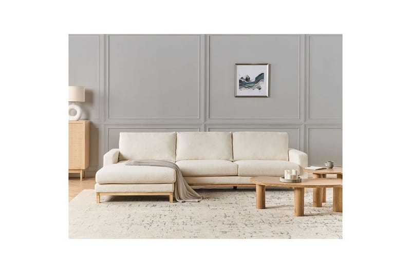 Hörnsoffa Beliani Siggard Beige, ljust trä White||Light colored wood VALUE_MISSING_3 - Møbler - Sofaer - Sofagrupper
