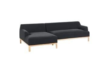 Hörnsoffa Beliani Sosjo Beige, ljust trä, Högervänd Black||Light colored wood Left-faced - Møbler - Sofaer - Sofaer med sjeselong