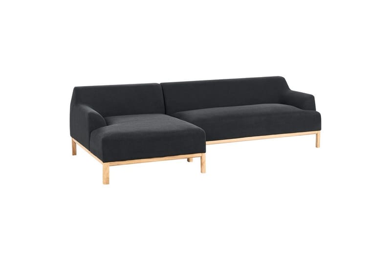 Hörnsoffa Beliani Sosjo Beige, ljust trä, Högervänd Black||Light colored wood Left-faced - Møbler - Sofaer - Sofaer med sjeselong