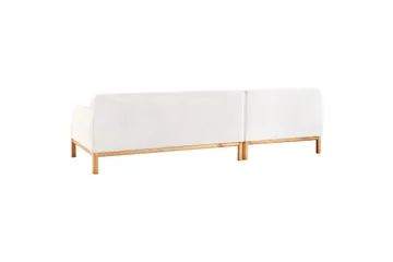 Hörnsoffa Beliani Sosjo Beige, ljust trä, Högervänd White||Light colored wood Left-faced - Møbler - Sofaer - Sofaer med sjeselong