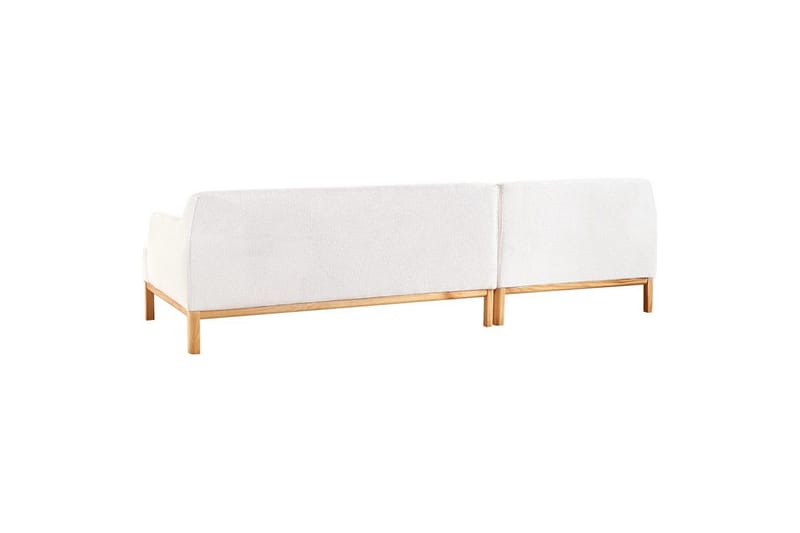 Hörnsoffa Beliani Sosjo Beige, ljust trä, Högervänd White||Light colored wood Left-faced - Møbler - Sofaer - Sofaer med sjeselong