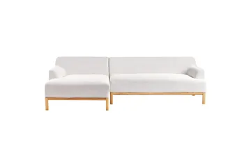 Hörnsoffa Beliani Sosjo Beige, ljust trä, Högervänd White||Light colored wood Left-faced - Møbler - Sofaer - Sofaer med sjeselong