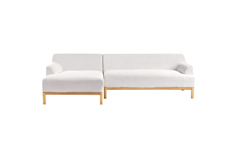 Hörnsoffa Beliani Sosjo Beige, ljust trä, Högervänd White||Light colored wood Left-faced - Møbler - Sofaer - Sofaer med sjeselong