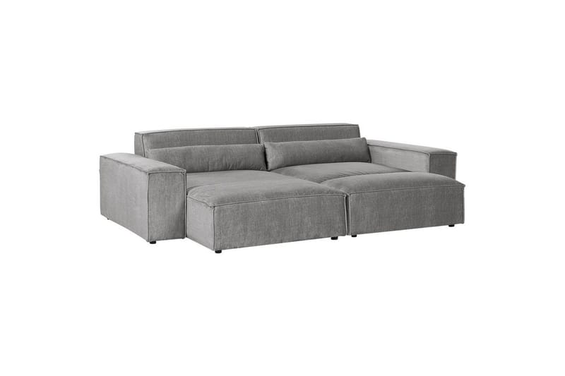 Hörnsoffa med fotpall Hellnar Grå, Högervänd Grey Left-faced - Møbler - Sofaer - Sofaer med sjeselong - 2 seters sofa med divan