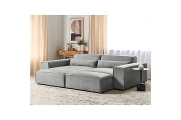 Hörnsoffa med fotpall Hellnar Grå, Högervänd Grey Left-faced - Møbler - Sofaer - Sofaer med sjeselong - 2 seters sofa med divan
