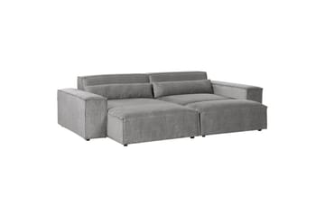 Hörnsoffa med fotpall Hellnar Grå, Högervänd NO_BRAND Grey Left-faced - Møbler - Sofaer - Sofaer med sjeselong - 2 seters sofa med divan