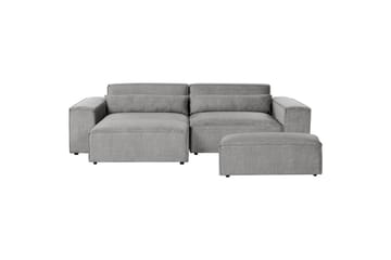Hörnsoffa med fotpall Hellnar Grå, Högervänd NO_BRAND Grey Left-faced - Møbler - Sofaer - Sofaer med sjeselong - 2 seters sofa med divan