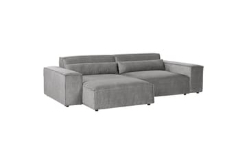 Hörnsoffa med fotpall Hellnar Grå, Högervänd NO_BRAND Grey Left-faced - Møbler - Sofaer - Sofaer med sjeselong - 2 seters sofa med divan
