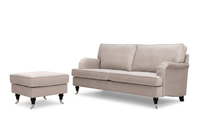 Howard Classic sofagruppe 3-seters sofa og fotskammel i fløyel - Beige - Møbler - Sofaer - Sofagrupper - Howard sofagruppe