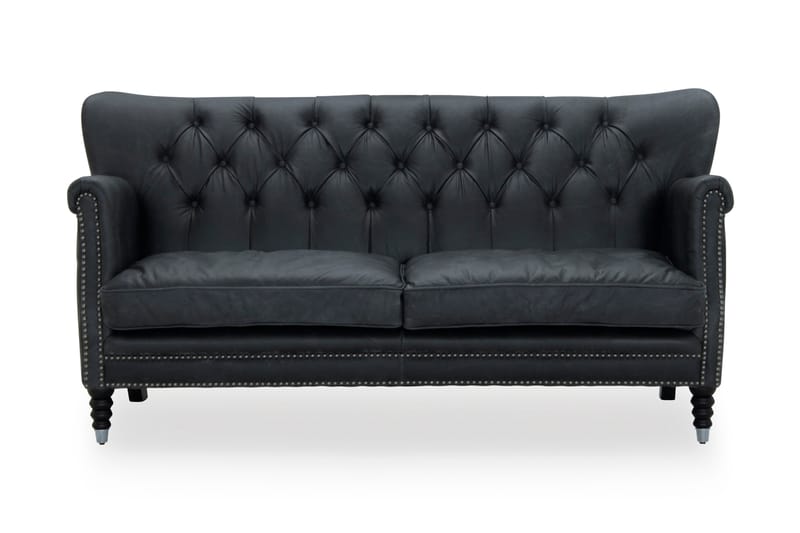 2,5-Seter Blackpool Vintagelær svart - 3 seter sofa - Howard-sofaer - Chesterfield sofaer - Skinnsofaer