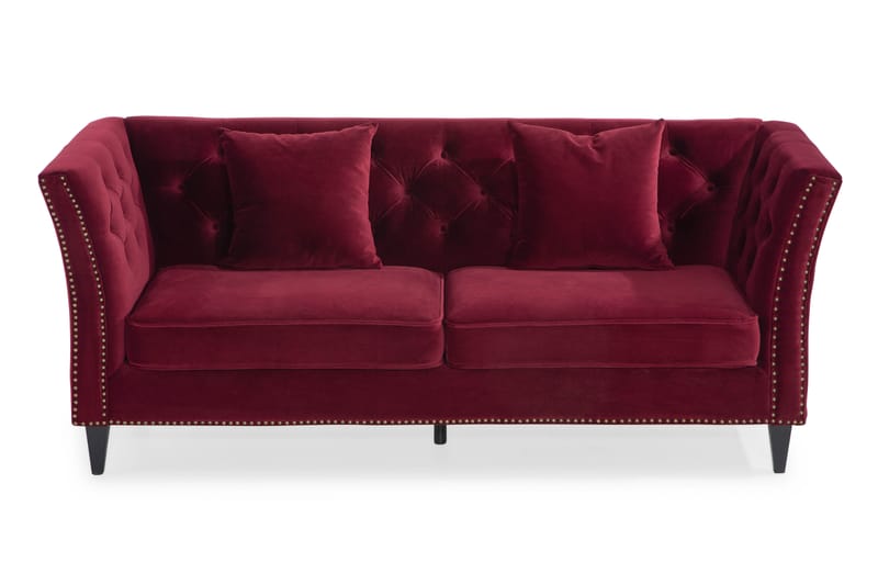 3-seter Fløyelssofa Baybano - Mørkerød - Fløyelssofaer - 3 seter sofa - Howard-sofaer - Chesterfield sofaer