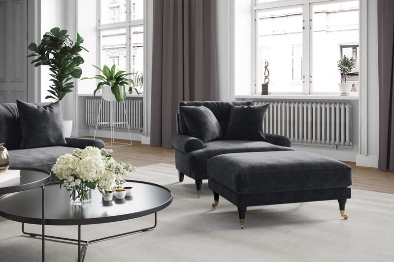 Andrew 2-seters Fløyelssofa - Mørk grå - Møbler - Sofaer - Fløyelssofaer