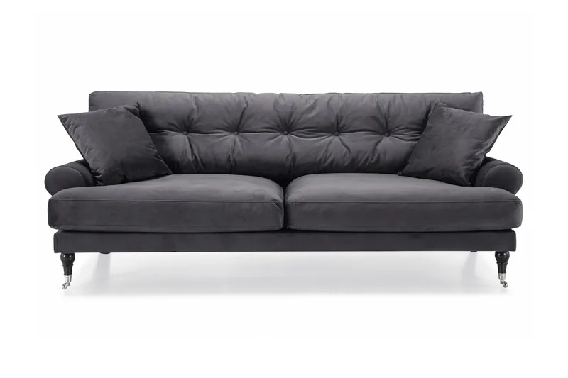 Andrew 3-seters Fløyelssofa - Mørk grå - Møbler - Sofaer - Howard-sofaer