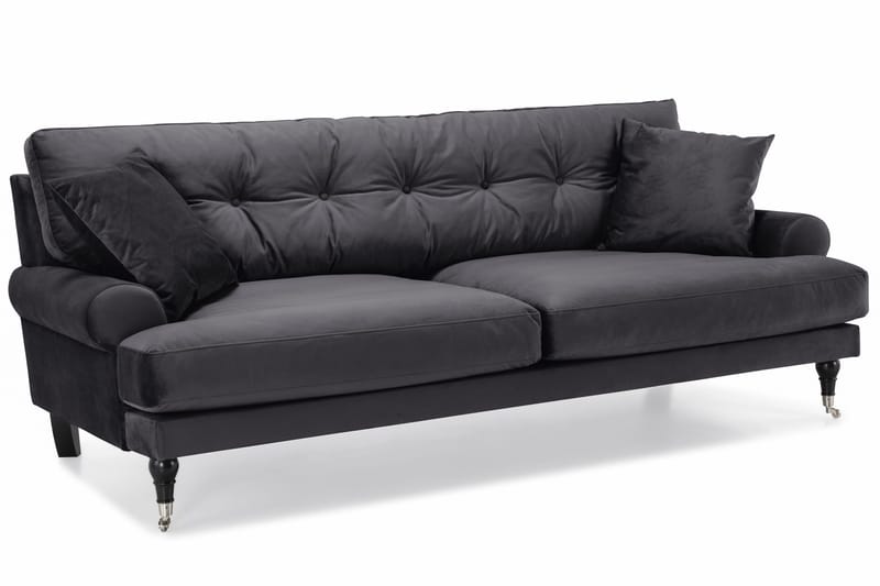 Andrew 3-seters Fløyelssofa - Mørk grå - Møbler - Sofaer - Howard-sofaer