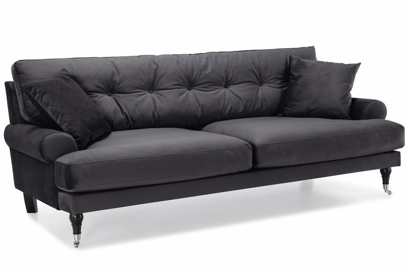 Andrew 3-seters Fløyelssofa - Mørk grå - Møbler - Sofaer - Fløyelssofaer