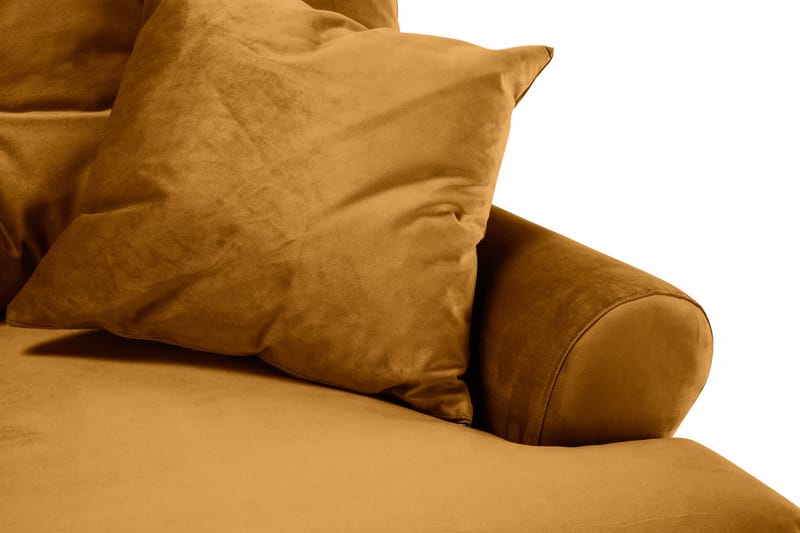 Andrew Sofagruppe 3-seter + 2-seter Sofa + Lenestol + Fotskammel i Fløyel - Mørk gul - Møbler - Sofaer - Howard-sofaer