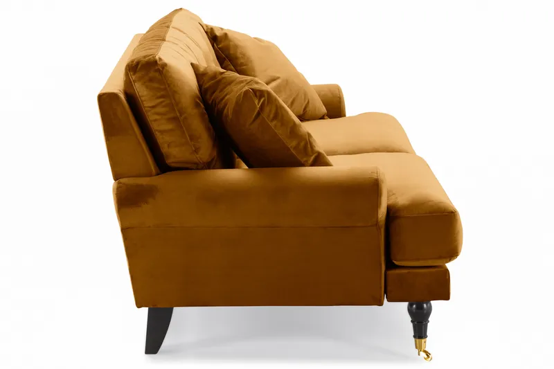 Andrew Sofagruppe 3-seter + 2-seter Sofa + Lenestol + Fotskammel i Fløyel - Mørk gul - Møbler - Sofaer - Howard-sofaer