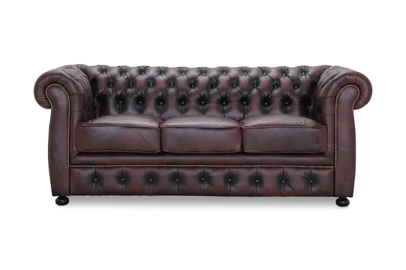 Birmingham Sofa 3-Seter 100% Lær, Farge: Okseblod