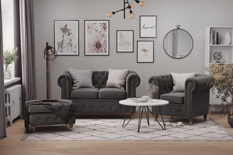 Chesterfield Deluxe 2-seter Sofa - Grå - Møbler - Sofaer - Howard-sofaer