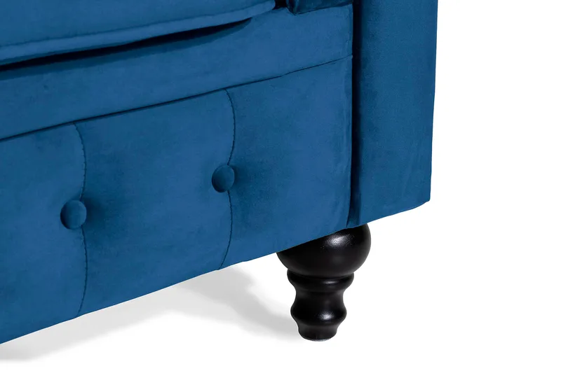 Chesterfield Lyx 2-seter Liten fløyelssofa – Dyp sofa 160 cm bred - Blå Fløyel - Møbler - Sofaer - Howard-sofaer