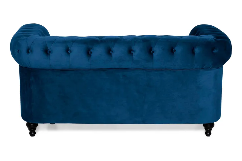 Chesterfield Lyx 2-seter Liten fløyelssofa – Dyp sofa 160 cm bred - Blå Fløyel - Møbler - Sofaer - Howard-sofaer