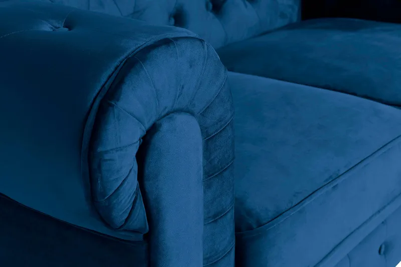 Chesterfield Lyx 2-seter Liten fløyelssofa – Dyp sofa 160 cm bred - Blå - Møbler - Sofaer - Howard-sofaer