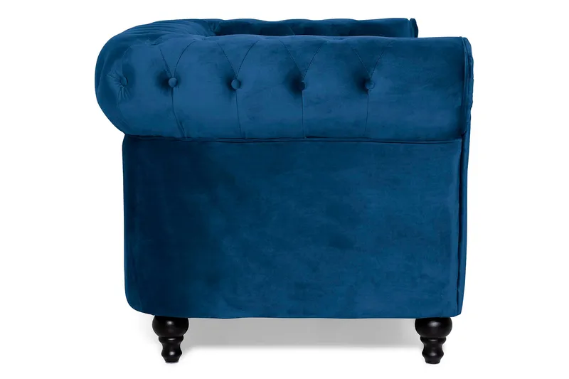 Chesterfield Lyx 2-seter Liten fløyelssofa – Dyp sofa 160 cm bred - Blå - Møbler - Sofaer - Howard-sofaer