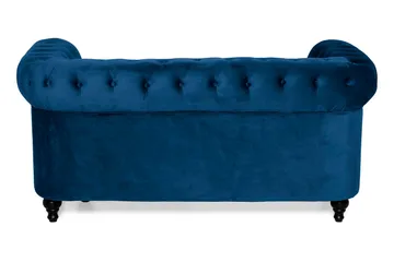Chesterfield Lyx 2-seter Liten fløyelssofa – Dyp sofa 160 cm bred - Blå - Møbler - Sofaer - Howard-sofaer
