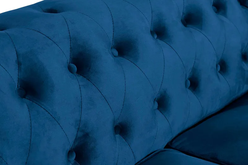 Chesterfield Lyx 2-seter Liten fløyelssofa – Dyp sofa 160 cm bred - Blå - Møbler - Sofaer - Howard-sofaer