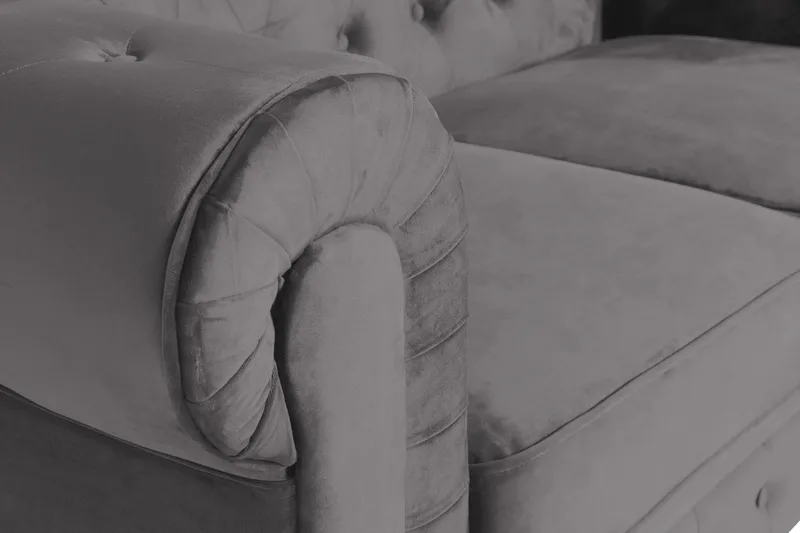 Chesterfield Lyx 2-seter Liten Fløyelssofa – Dyp sofa 160 cm bred - Mørkegrå - Møbler - Sofaer - Howard-sofaer