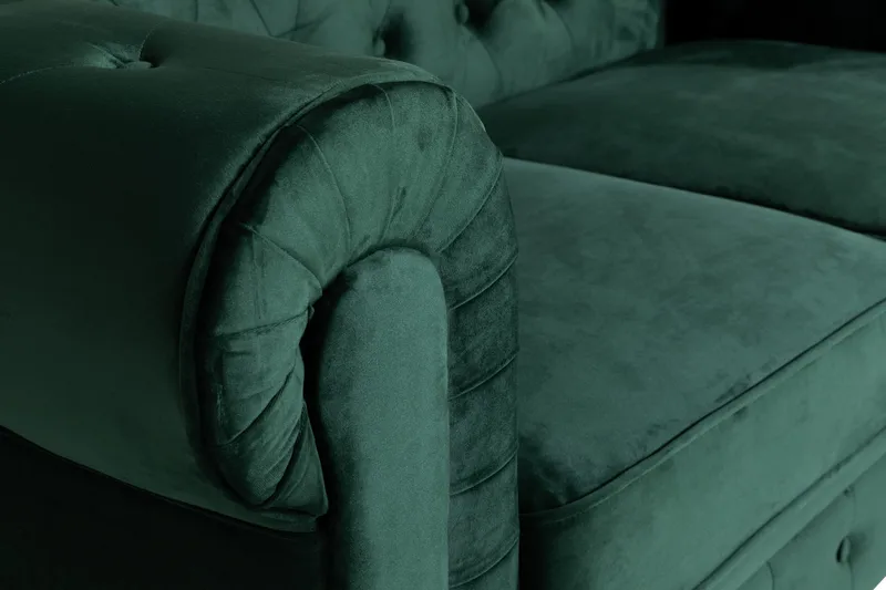 Chesterfield Lyx 2-seter Liten fløyelssofa – Dyp sofa 160 cm bred - Mørkegrønn - Møbler - Sofaer - Howard-sofaer