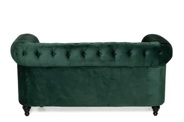 Chesterfield Lyx 2-seter Liten fløyelssofa – Dyp sofa 160 cm bred - Mørkegrønn - Møbler - Sofaer - Howard-sofaer