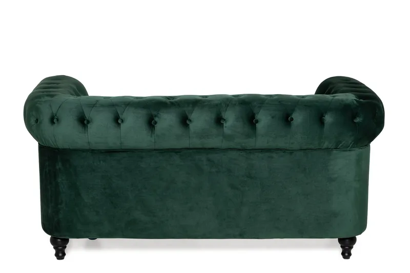 Chesterfield Lyx 2-seter Liten fløyelssofa – Dyp sofa 160 cm bred - Mørkegrønn - Møbler - Sofaer - Howard-sofaer