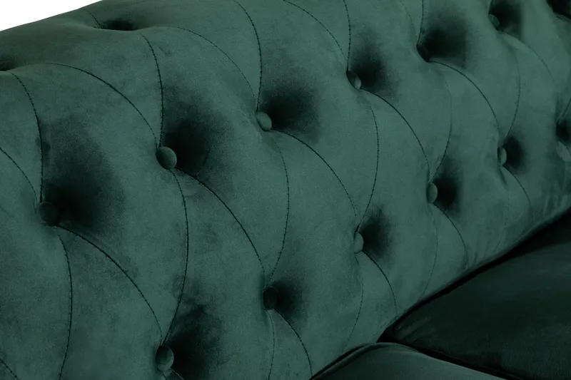 Chesterfield Lyx 2-seter Liten fløyelssofa – Dyp sofa 160 cm bred - Mørkegrønn - Møbler - Sofaer - Howard-sofaer