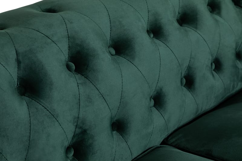 Chesterfield Lyx 2-seter Liten fløyelssofa – Dyp sofa 160 cm bred - Mørkegrønn - Møbler - Sofaer - Howard-sofaer