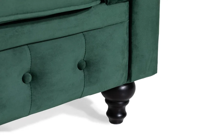Chesterfield Lyx 2-seter Liten fløyelssofa – Dyp sofa 160 cm bred - Mørkegrønn - Møbler - Sofaer - Howard-sofaer