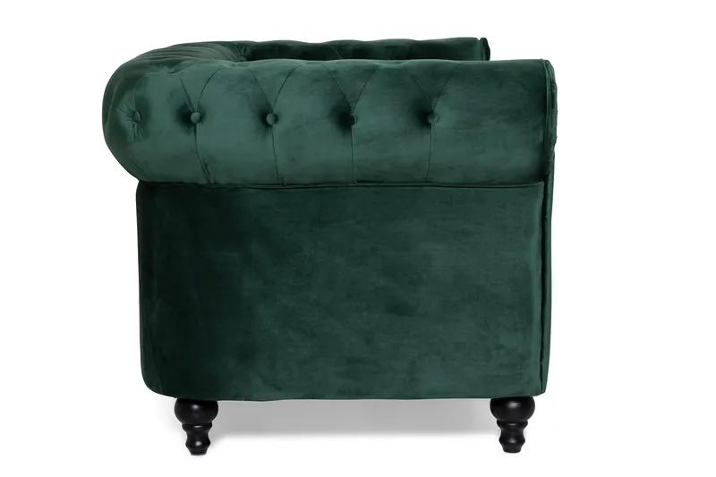 Chesterfield Lyx 2-seter Liten fløyelssofa – Dyp sofa 160 cm bred - Mørkegrønn - Møbler - Sofaer - Howard-sofaer